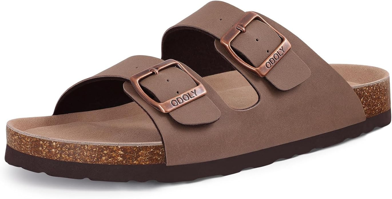 Women's Cork Footbed Slide Sandal, Arch Support Summer Outdoor Sandals with Adjustable Buckle | Amazon (US)