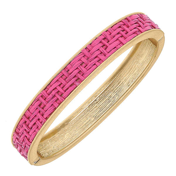 Danielle Raffia Hinge Bangle in Pink | CANVAS