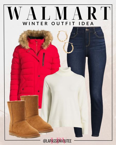 Elevate your winter style with Walmart! Bundle up in a sleek winter jacket, rock those skinny jeans, and stay toasty in a chic long sleeve. Complete the look with fashionable winter boots and add a touch of glam with hoop earrings. Strut through the season with confidence! ❄️

#LTKHoliday #LTKSeasonal #LTKstyletip