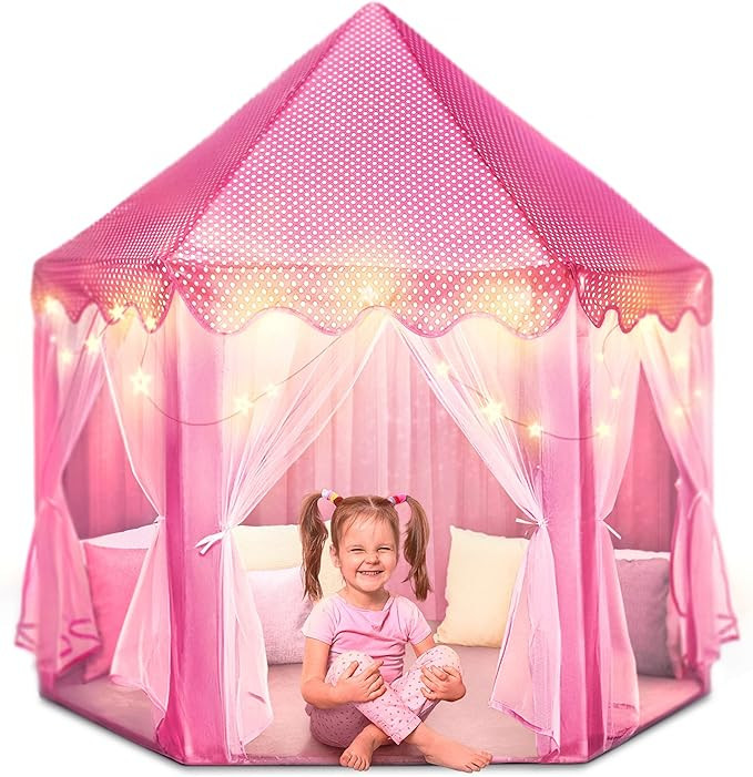 FoxPrint Castle Princess Tents for Little Girls with Lights, Soft Fairy Star Lighting for Indoor ... | Amazon (US)