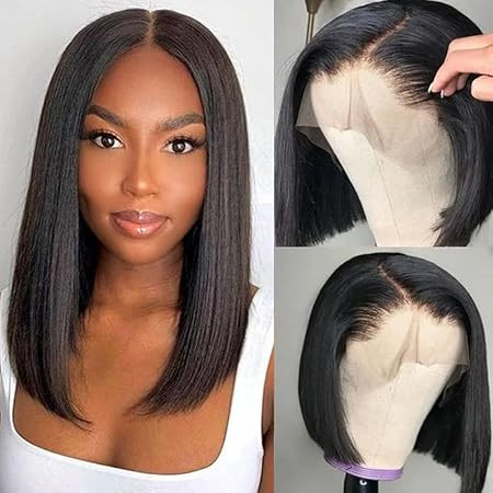 UNICE 5x5 HD Lace Closure Bob Wigs Human Hair Straight Short Bob Glueless Wigs Undetectable Transpar | Amazon (US)