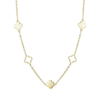 Adornia 14k Gold Plated Clover Station Necklace | Target
