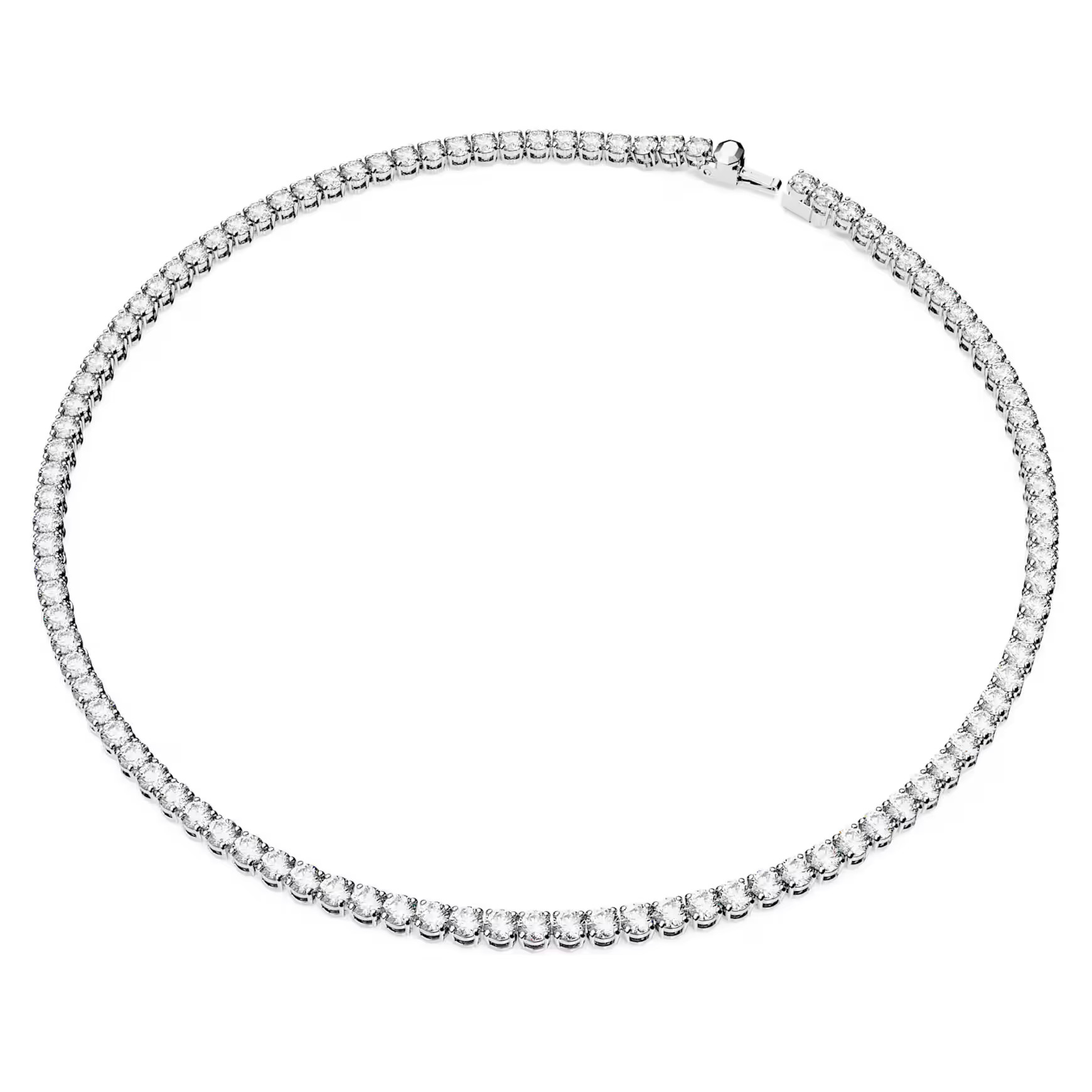 Matrix Tennis necklace, Round cut, White, Rhodium plated by SWAROVSKI | SWAROVSKI