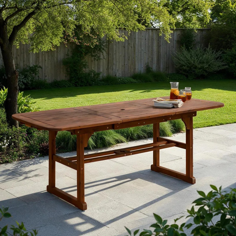 Alfonsi Extendable Acacia Wood Outdoor Dining Table | Wayfair North America