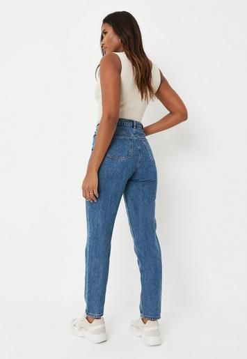 Tall Blue Riot High Waisted Rigid Mom Jeans | Missguided (US & CA)