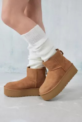 UGG Chestnut Classic Mini Platform Boots - Brown UK 8 at Urban Outfitters | Urban Outfitters UK