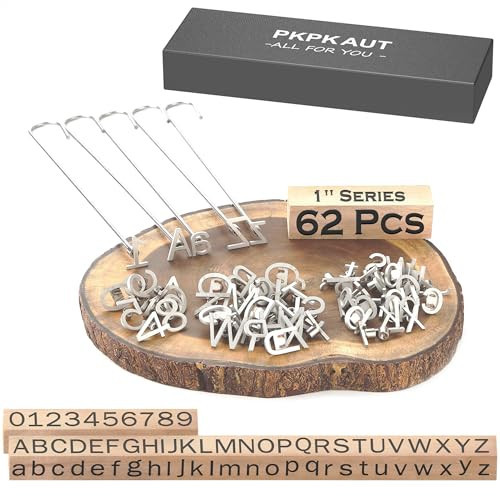 PKPKAUT 62Pcs 1" Custom Branding Iron for Wood, Leather Branding Stamp Kit | Amazon (US)