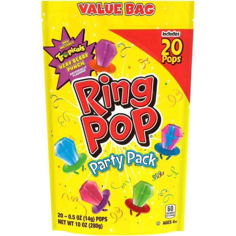 Ring Pop Individually Wrapped Bulk Lollipop Variety Party Pack – 20 Count Lollipop Suckers w/ A... | Walmart (US)
