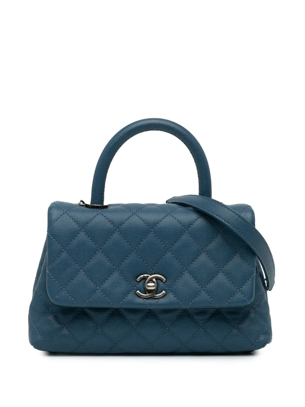 CHANEL Pre-Owned 2016-2017 Mini Quilted Caviar Coco Top Handle Bag satchel - Blue | Farfetch Global