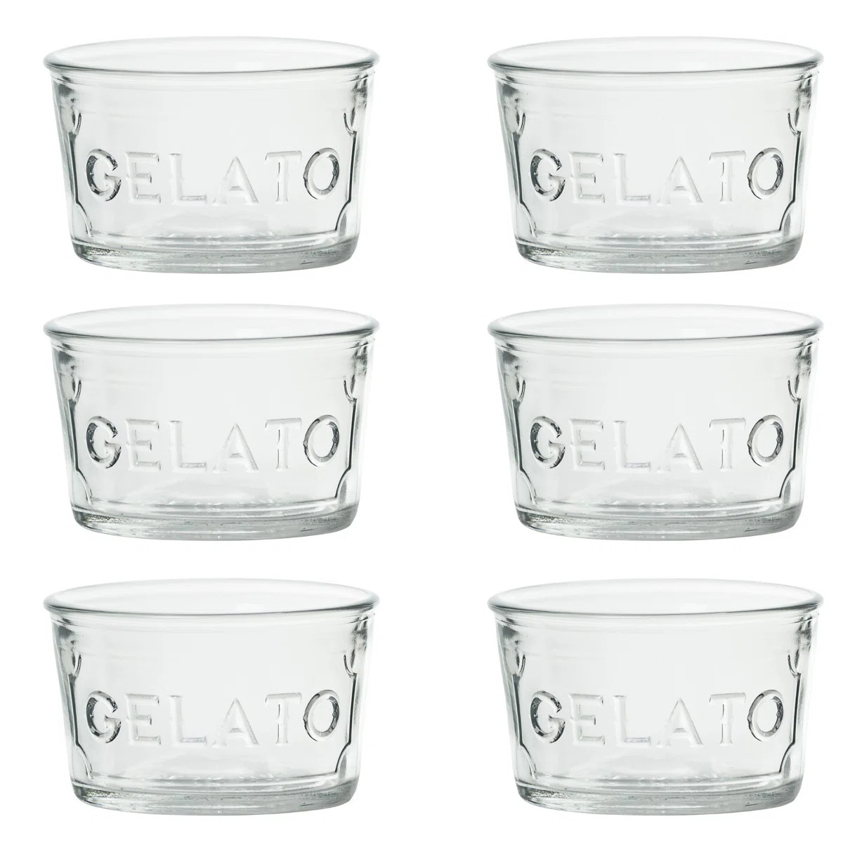 Glass Gelato Cups, Ice Cream Dessert Bowls, Clear Embossed Dessert Dishes, (Set of 6) | Wayfair North America