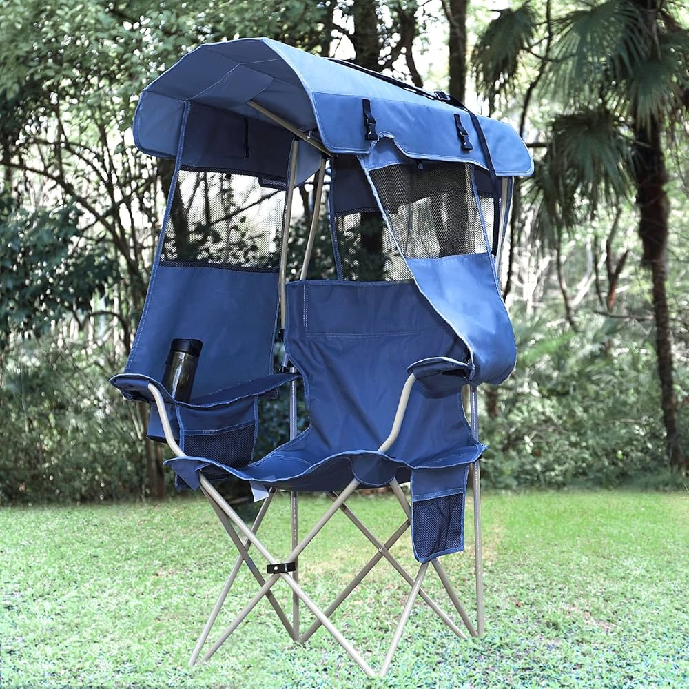 Camping Chair with Canopy Shade,Portable Folding Chair with UPF 50+ Sun Shade,Cup Holder,Side Poc... | Amazon (US)