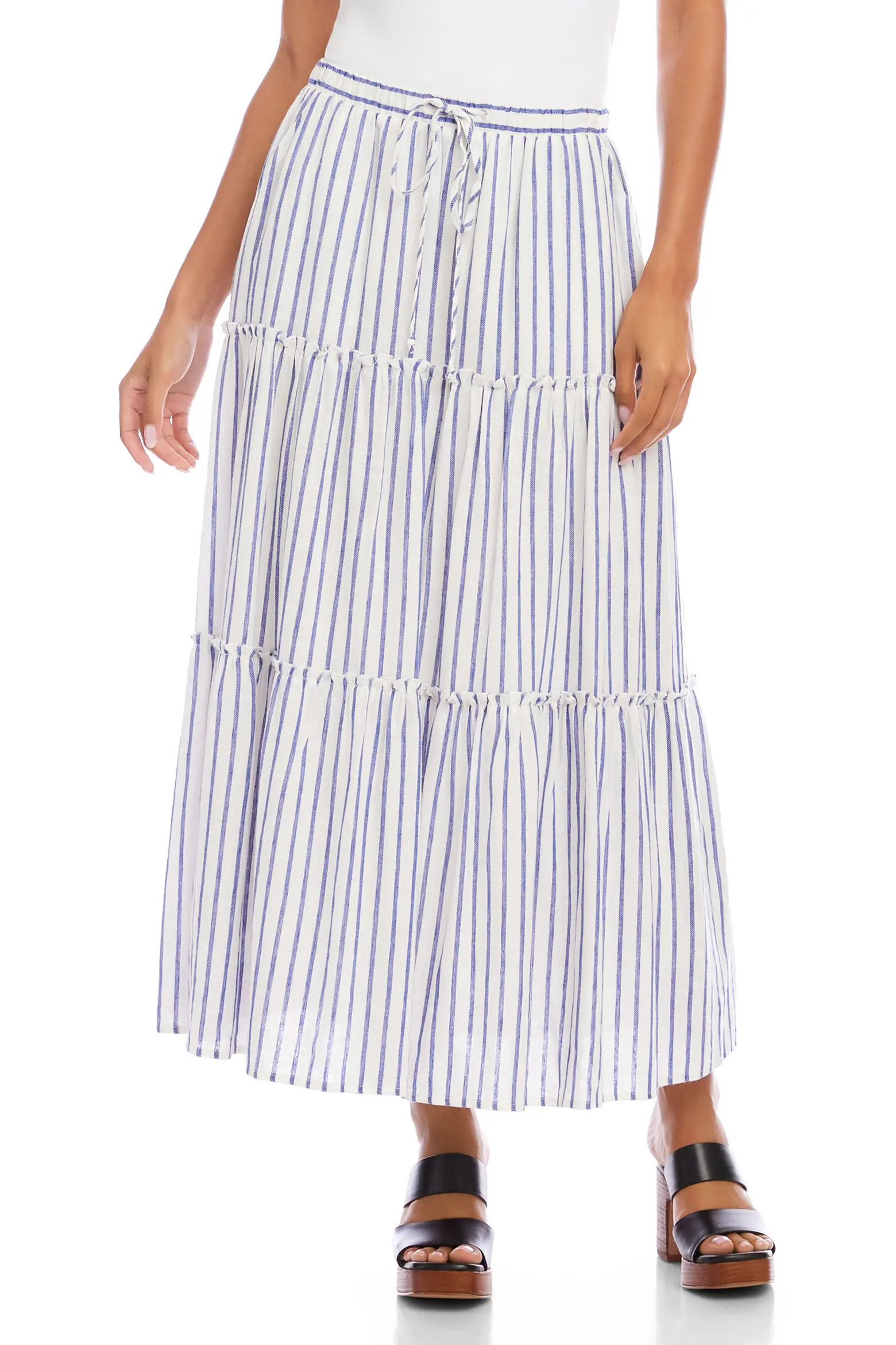 Tiered Stripe Midi Skirt (Women) | Nordstrom | Nordstrom