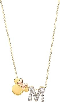 Disney Minnie Mouse Gold Plated Cubic Zirconia Initial Pendant Necklace, Letter A to Z, Gold Over... | Amazon (US)