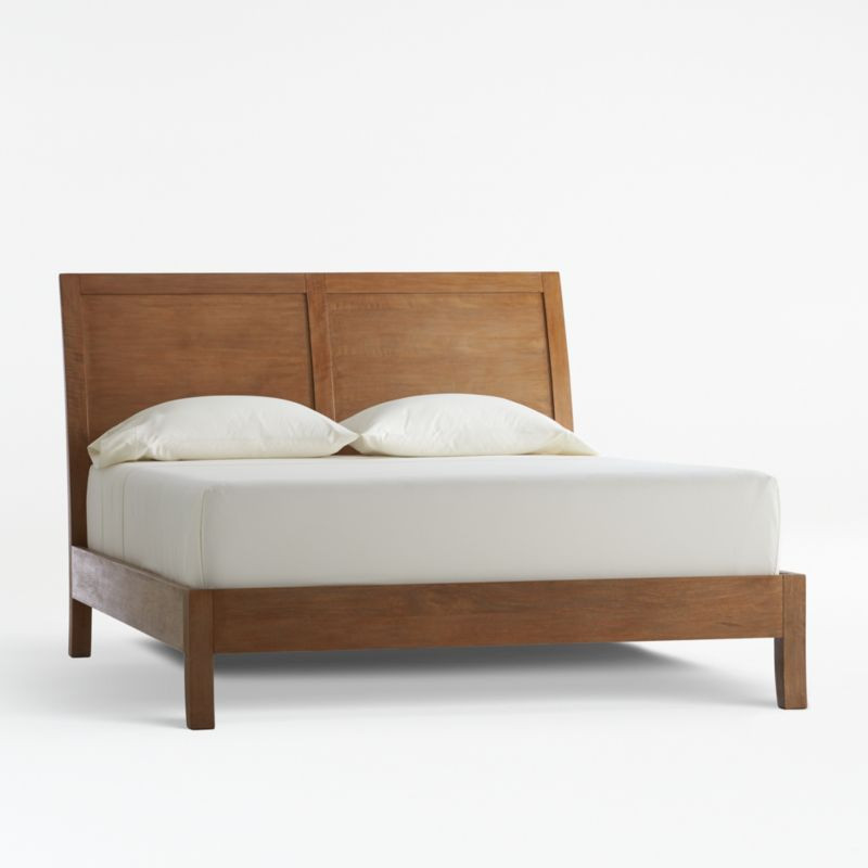 Dawson Light Brown Wood Queen Sleigh Bed + Reviews | Crate & Barrel | Crate & Barrel
