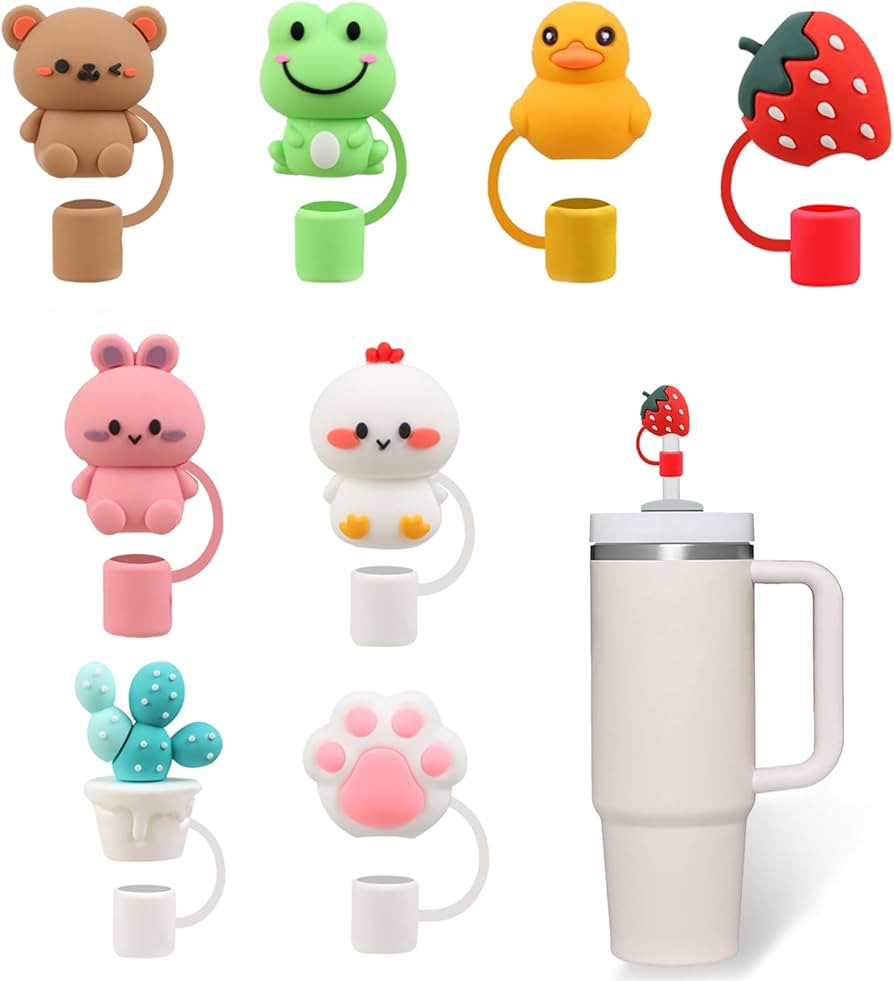 8Pcs Straw Covers Cap , Monkle Straw Topper Compatible with Stanley Cup & Simple Modern with Hand... | Amazon (US)