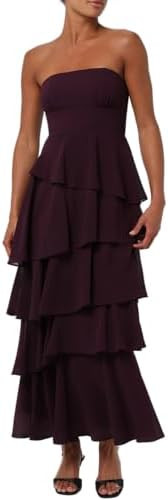 Lulus Jovie Strapless Tiered Ruffle Midi Dress | Amazon (US)