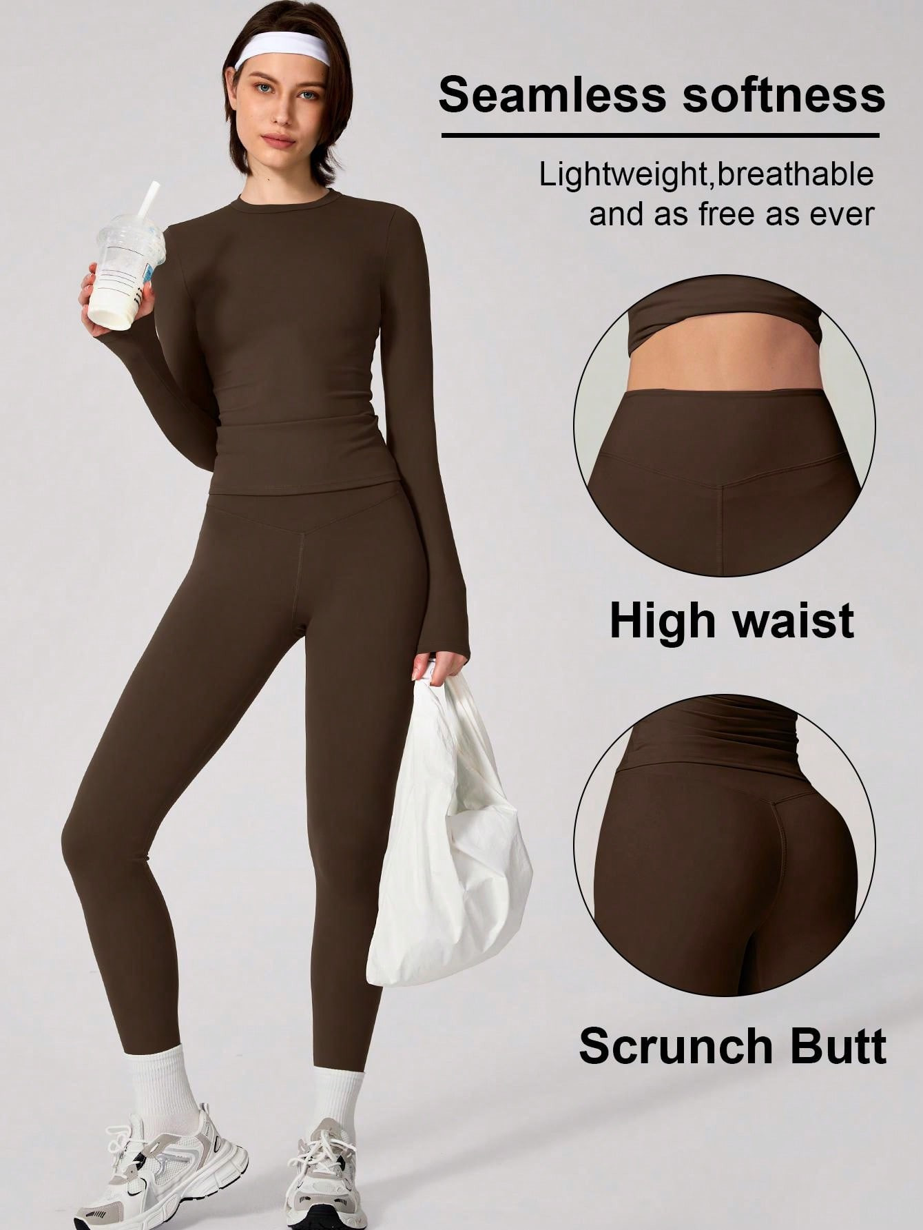 Set Women Simple Solid Color Sports Top And Pants Base Set Yoga Daily | SHEIN
