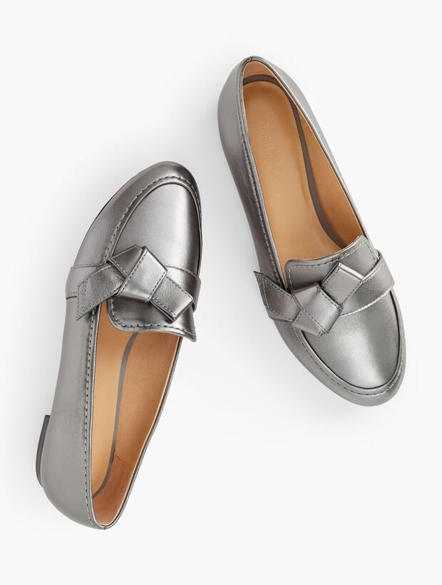 Ryan Knot Metallic Leather Loafers | Talbots