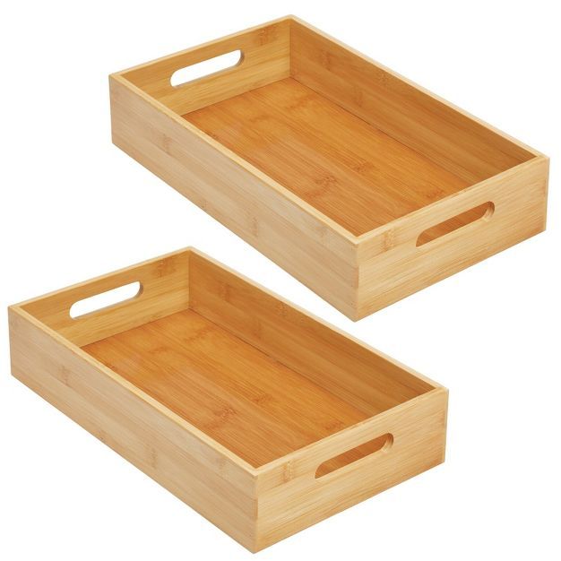 mDesign Bamboo Wood Compact Food Storage Bin with Handle - 2 Pack | Target