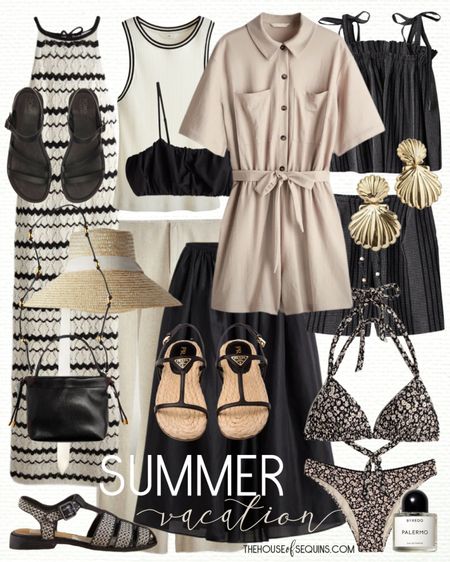 Shop these H&M Vacation Outfit and Resortwear finds! H and M Summer outfit, travel outfit, romper, maxi dress, swimsuit coverup, bikini, maxi skirt, matching set, Dolce Vita Holid fisherman sandals, Prada Espadrille strappy sandals, bralette top, linen pants, sun hat, straw hat and more! 

#LTKSeasonal #LTKTravel #LTKSwim