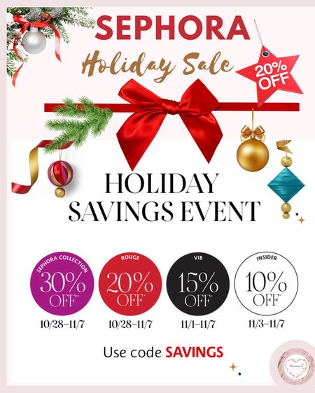 Yearly Sephora Holiday Sale! Enter promo SAVINGS to shop ❤️ fav like Charlotte Tilbury, SUPERGOOP! Drunken Elephant, Tarte, Hourglass and more!  

#LTKbeauty #LTKCyberweek #LTKsalealert