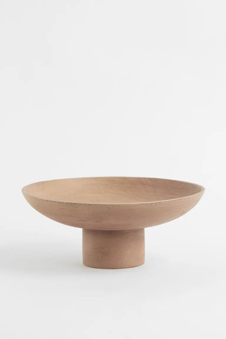 New ArrivalRustic wooden bowl on a pedestal to elevate it from table and take your table setting ... | H&M (US + CA)