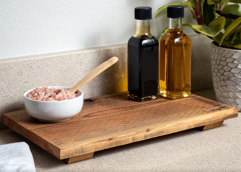 Rustic Wood Tray, Custom Kitchen Countertop Riser, Personalized Farmhouse Trivet, Handcrafted Rec... | Etsy (US)
