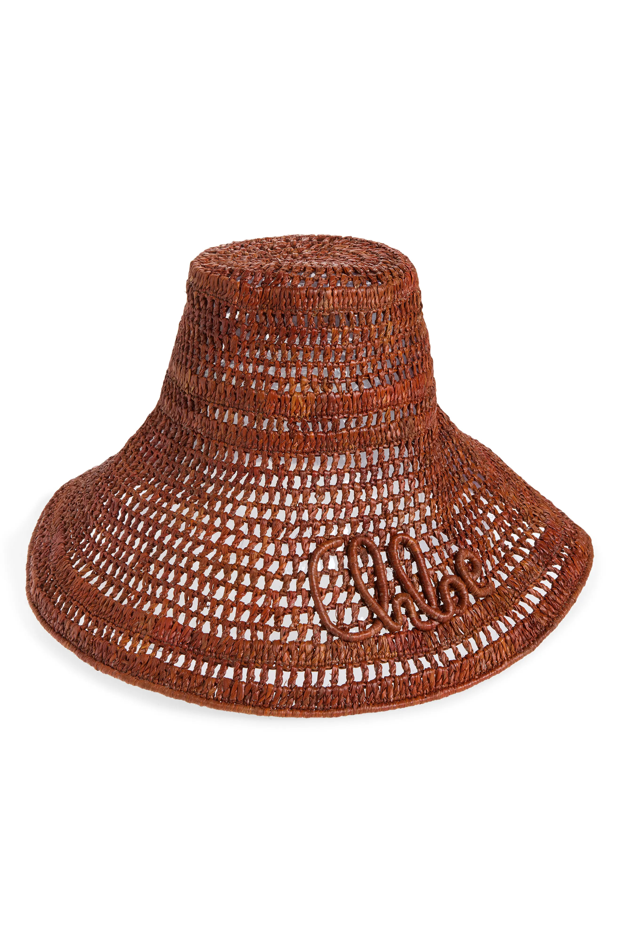 Chloé Raffia Capeline Hat in Clay Brown at Nordstrom, Size Medium | Nordstrom