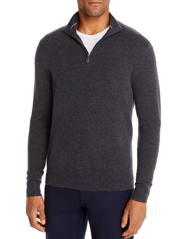 The Men's Store at Bloomingdale's Coal Cashmere Half-Zip Sweater - Exclusive | Bloomingdale's (US)