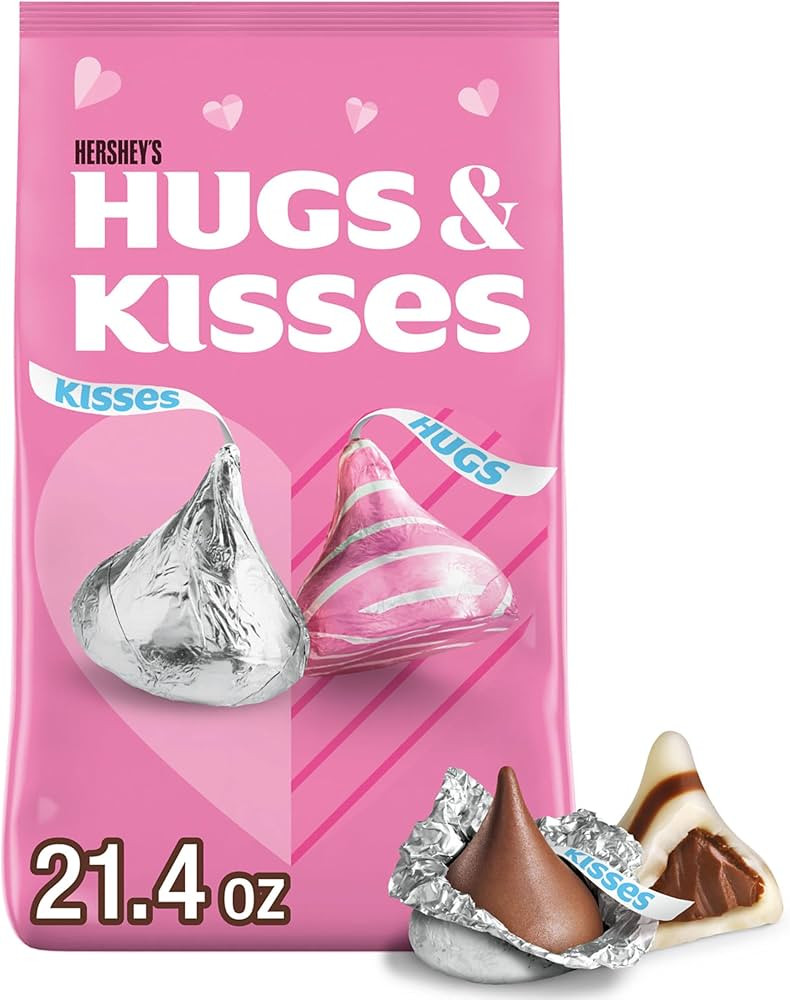 HERSHEY'S HUGS & KISSES Assorted Flavored, Valentine's Candy Bag, 21.4 oz | Amazon (US)