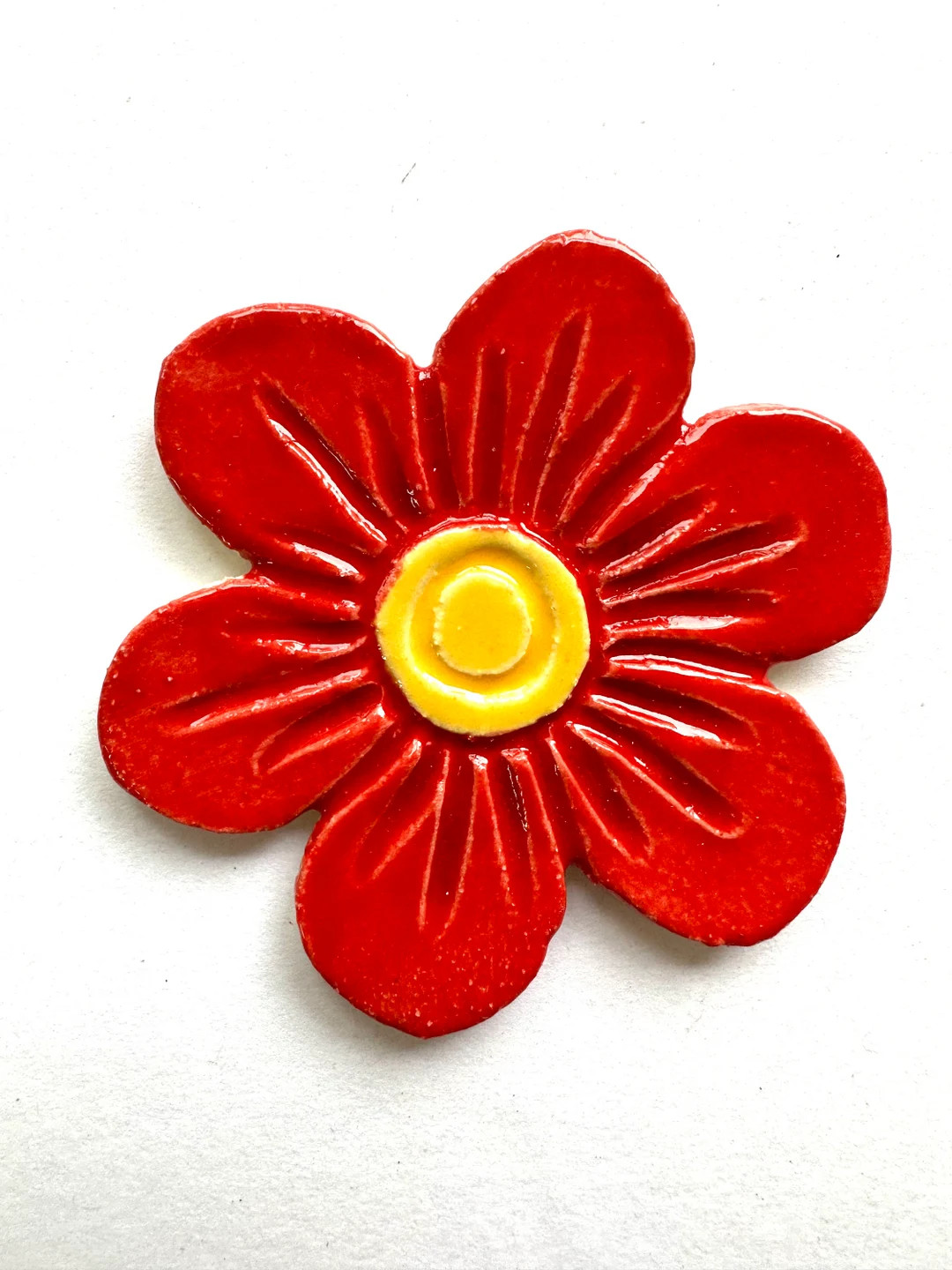 Beautiful Handmade Flower, approximately 2 3/4" in diameter. Made with high fired glaze and clay ... | Etsy (US)