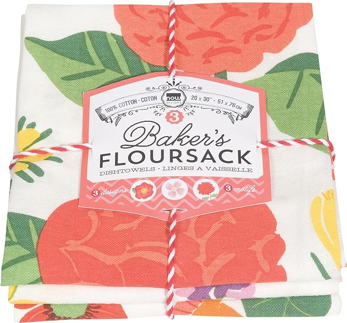 Now Designs Floursack Kitchen Towels Quick Dry Cotton Hand Towel Set, 3 Count, Flowers of The Mon... | Amazon (US)