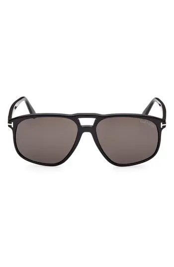 TOM FORD 58mm Navigator Sunglasses in Shiny Black /Smoke at Nordstrom Rack | Nordstrom Rack