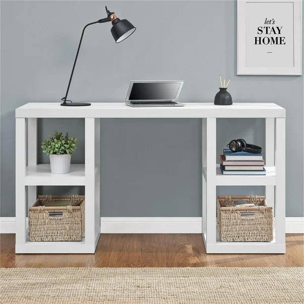 Mainstays Double Pedestal Parsons Desk, White - Walmart.com | Walmart (US)