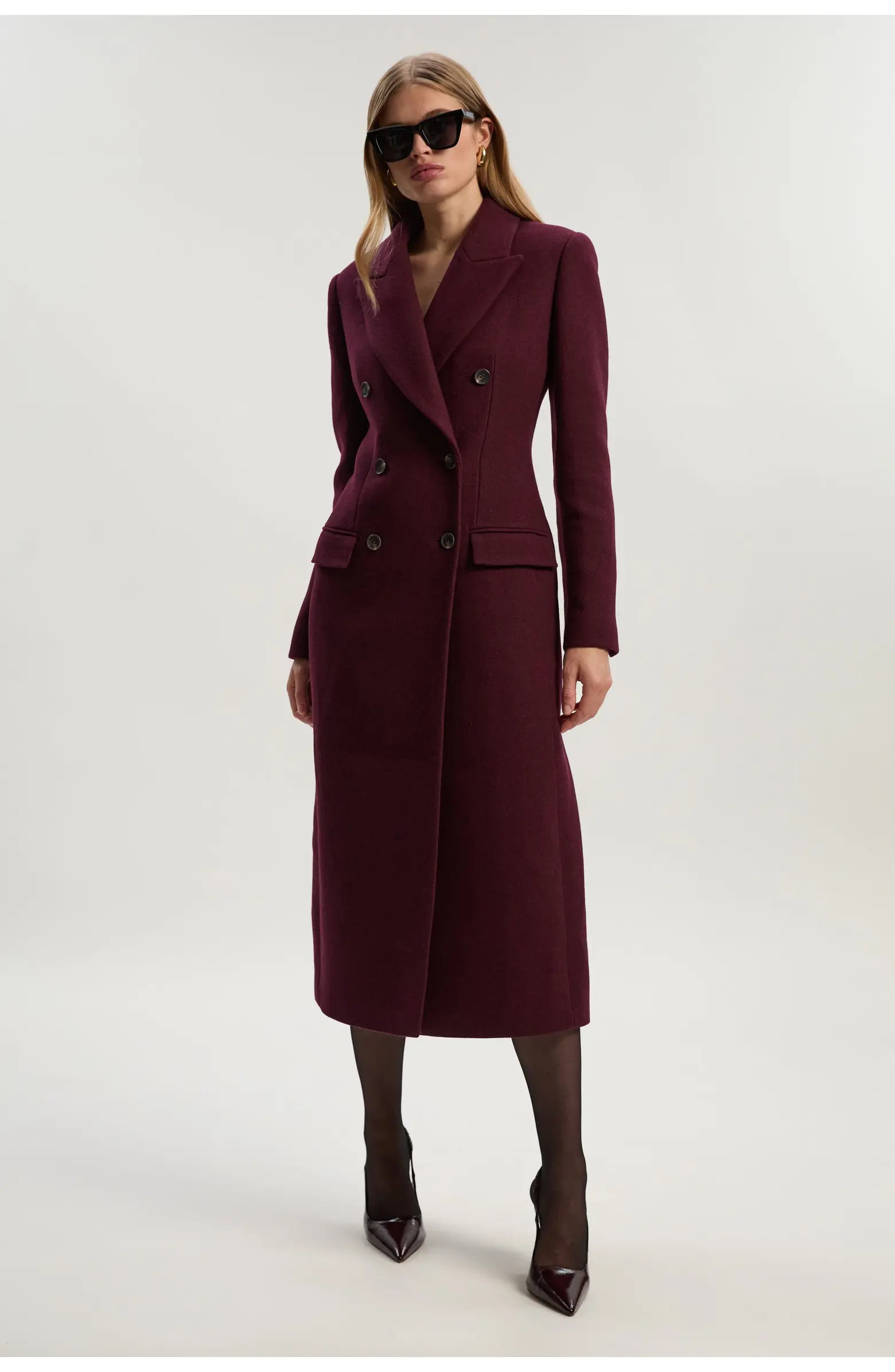 Karen Millen Wool Double Breasted Tailored Midi Coat | Nordstrom | Nordstrom