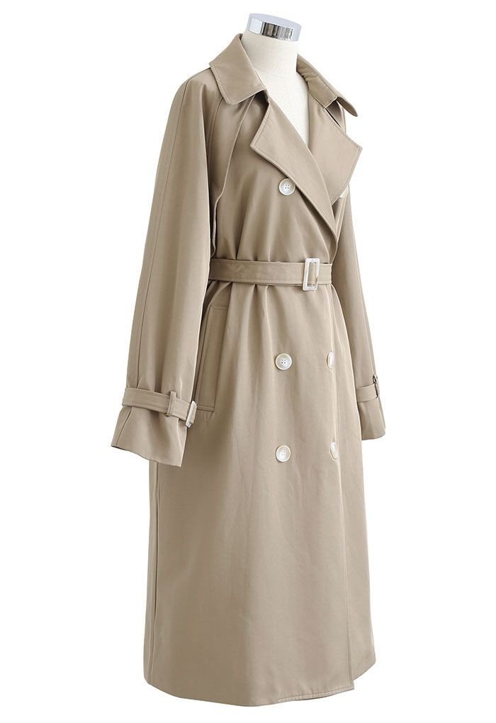 Double-Breasted Belted Trench Coat in Tan | Chicwish