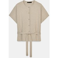 Zara - Strickjacke Mit Gürtel Und Kurzen Ärmeln - Taupegrau - Xl - Damen | Zara DE