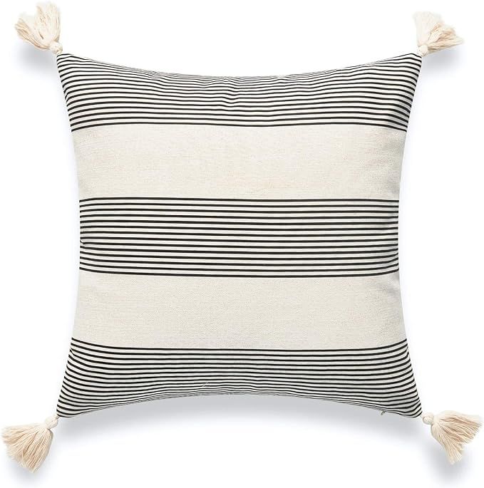 Hofdeco Modern Boho Moroccan Indoor Outdoor Pillow Cover ONLY for Backyard, Couch, Sofa, Neutral ... | Amazon (US)