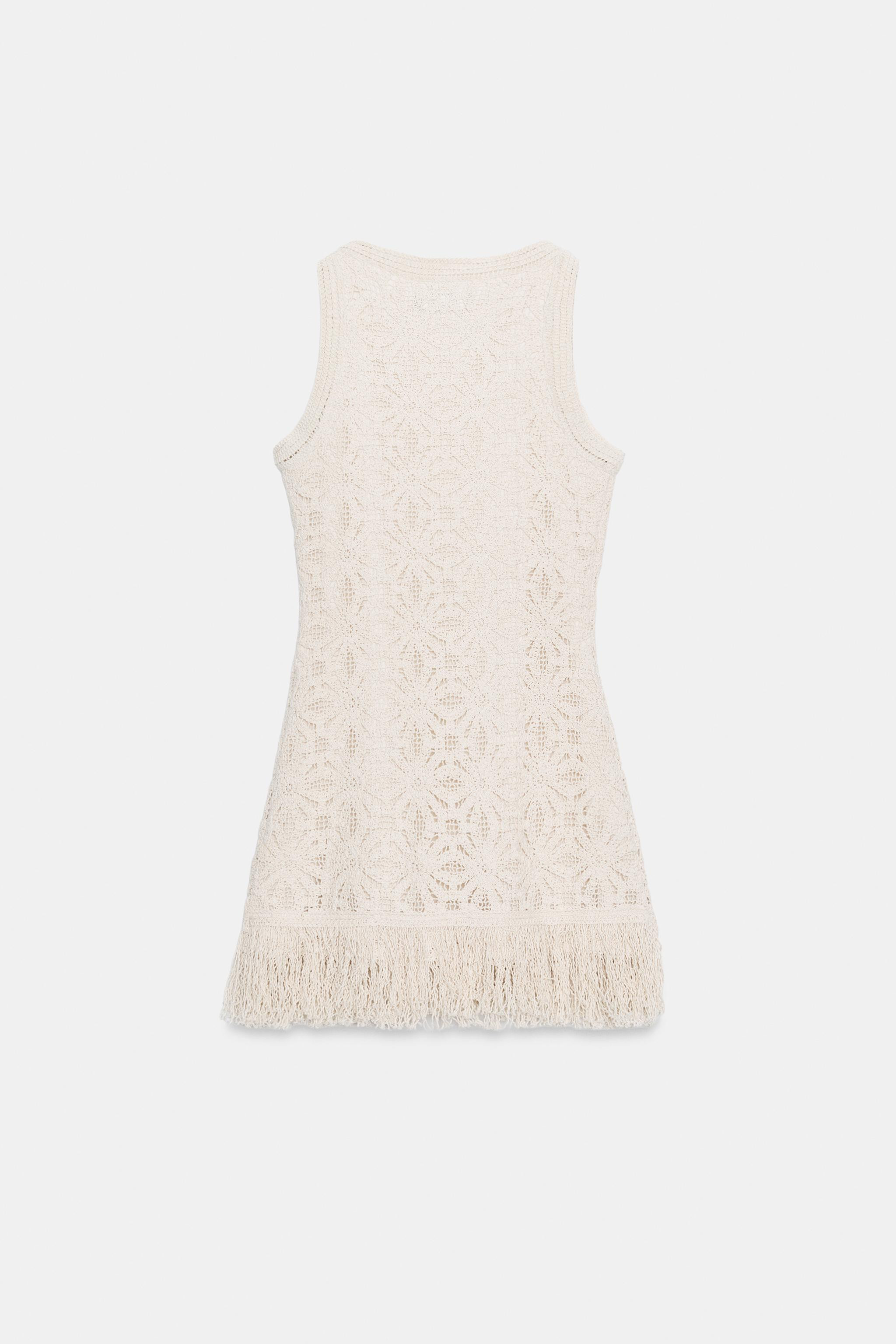 FRINGED CROCHET SHORT DRESS | Zara US