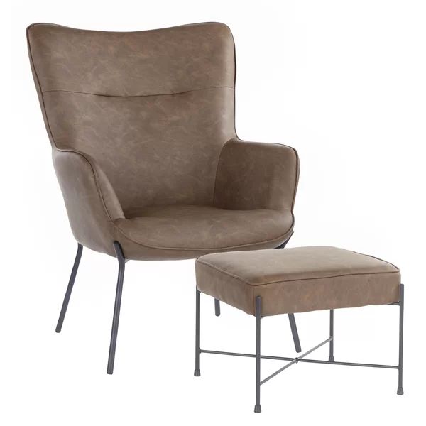 Tedeschi 28.5" W Tufted Faux Leather Lounge Chair and Ottoman | Wayfair North America
