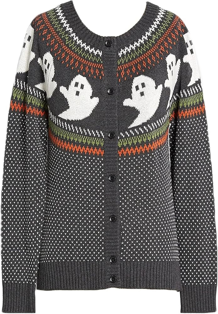 YEMOCILE Knitted Sweater for Women With Cute Ghost Pattern Gothic Streetwear with Long Sleeves fo... | Amazon (US)