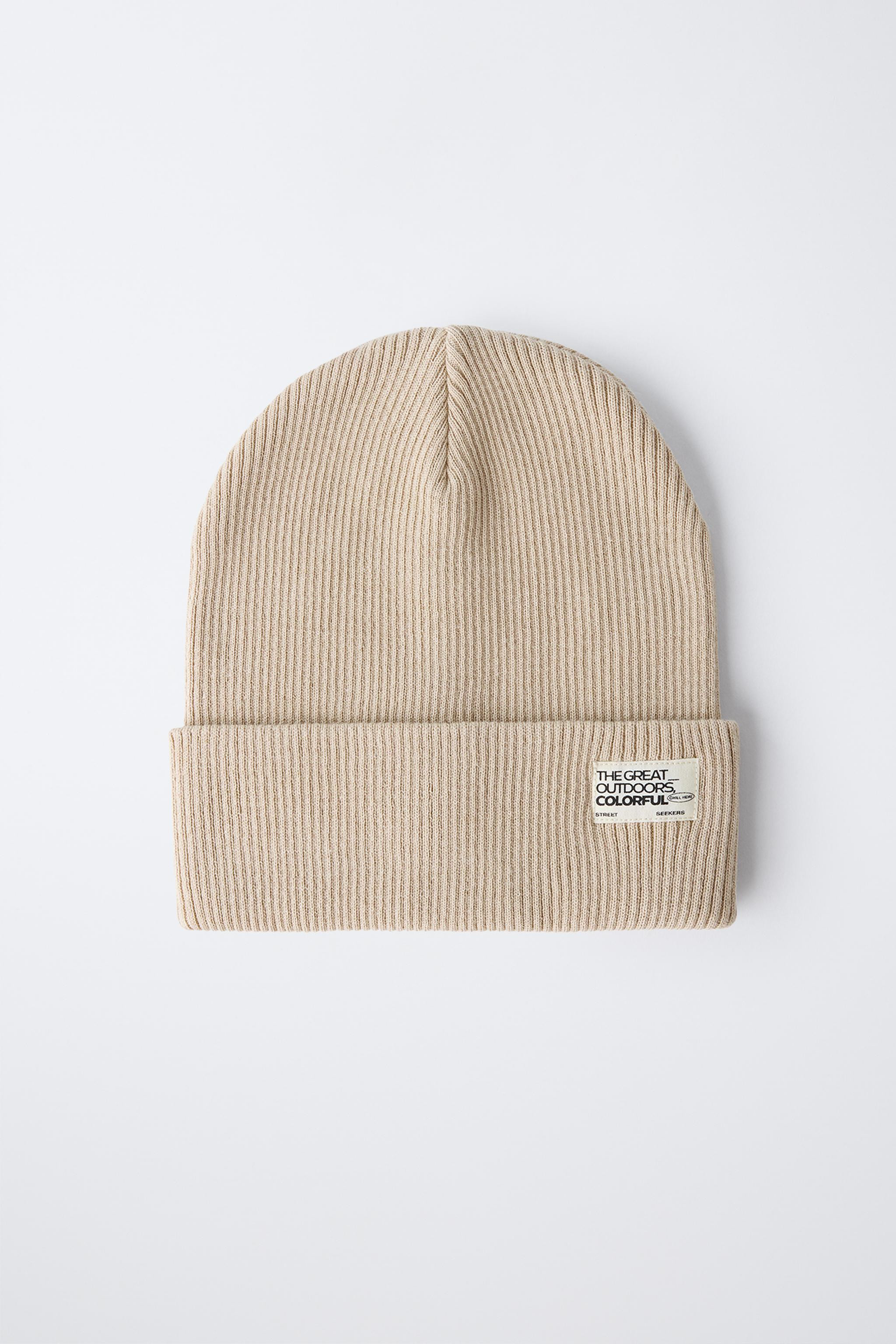 RIBBED KNIT HAT WITH LABEL | Zara US