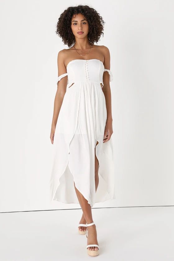 Easy on the Eyes White Off-the-Shoulder Maxi Dress | Lulus (US)