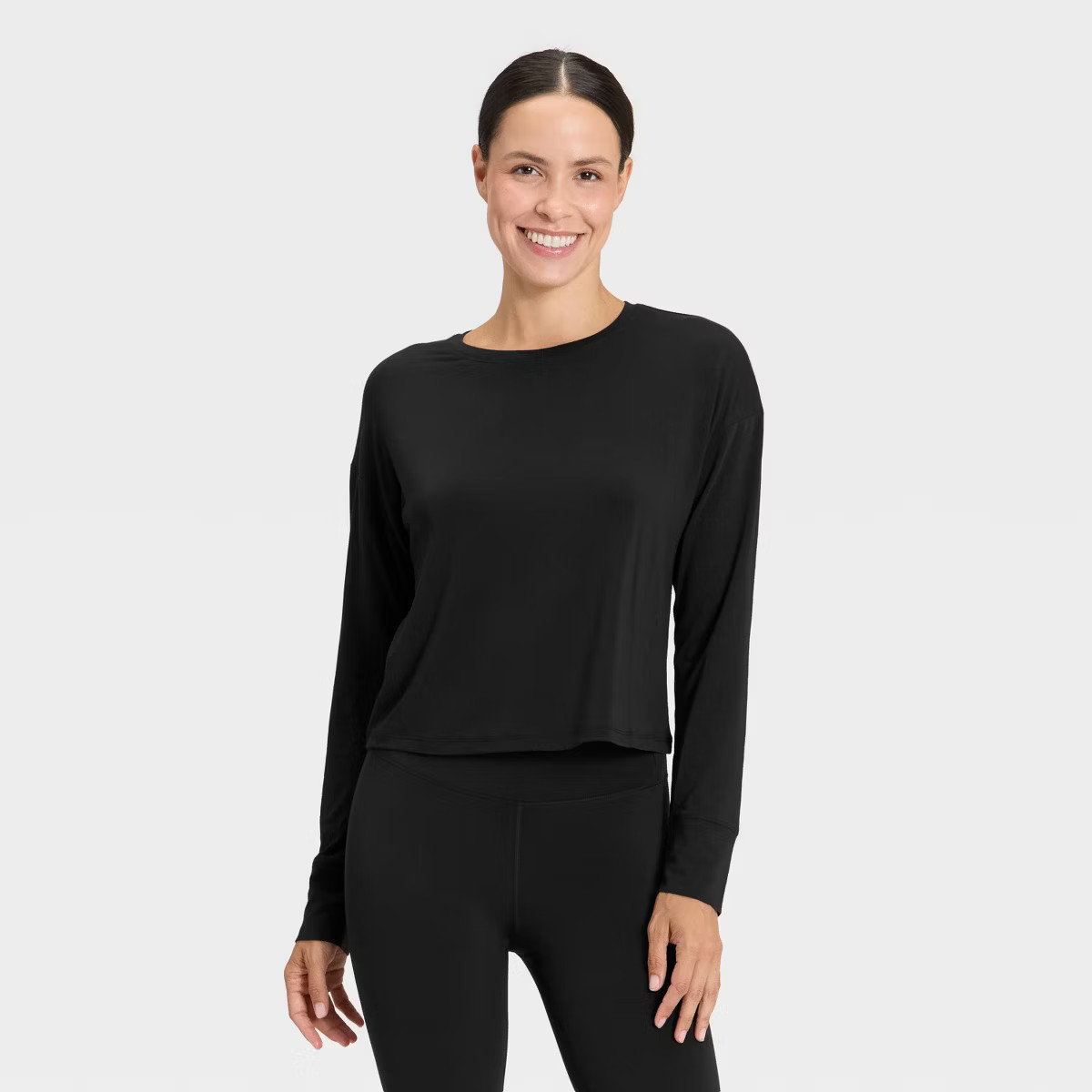 Women's Beyond Ease Cropped Long Sleeve Top - All In Motion™ Light Blue XXL | Target