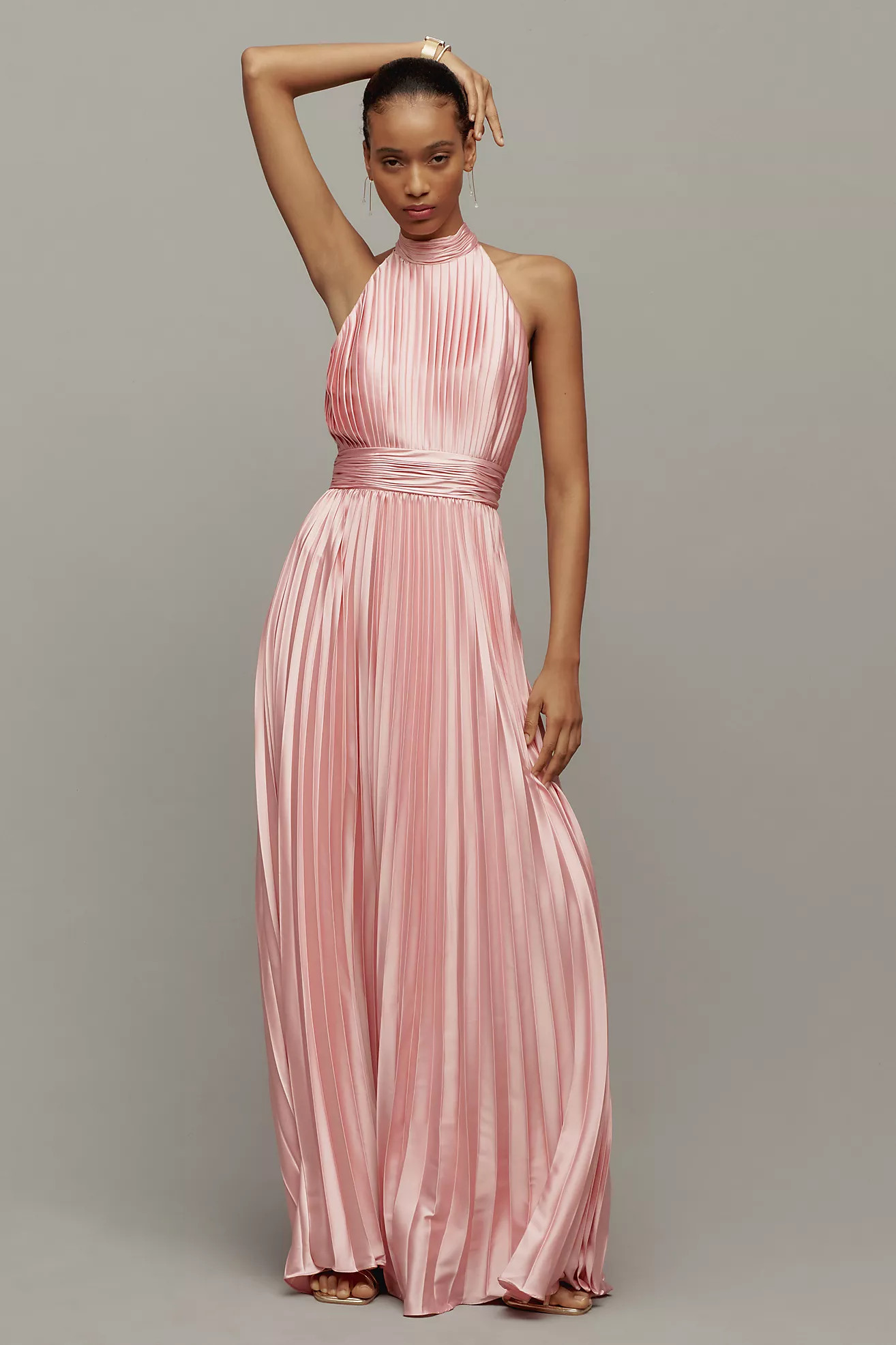 Mac Duggal Halter Pleated Maxi Dress | Anthropologie (US)
