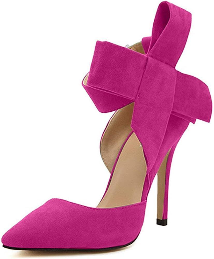 Women's Pointy Toe High Heel Stiletto Big Bow Pumps | Amazon (US)