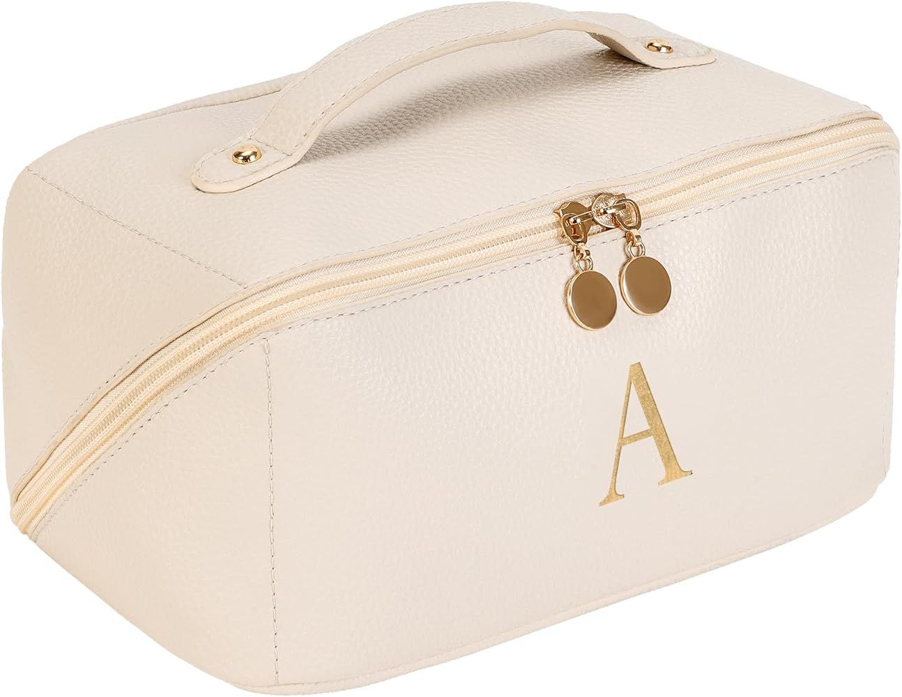 Optish Makeup Bag Travel Cosmetic Bag, Personalized Initial Travel Makeup Bag, Large Capacity Cos... | Amazon (US)