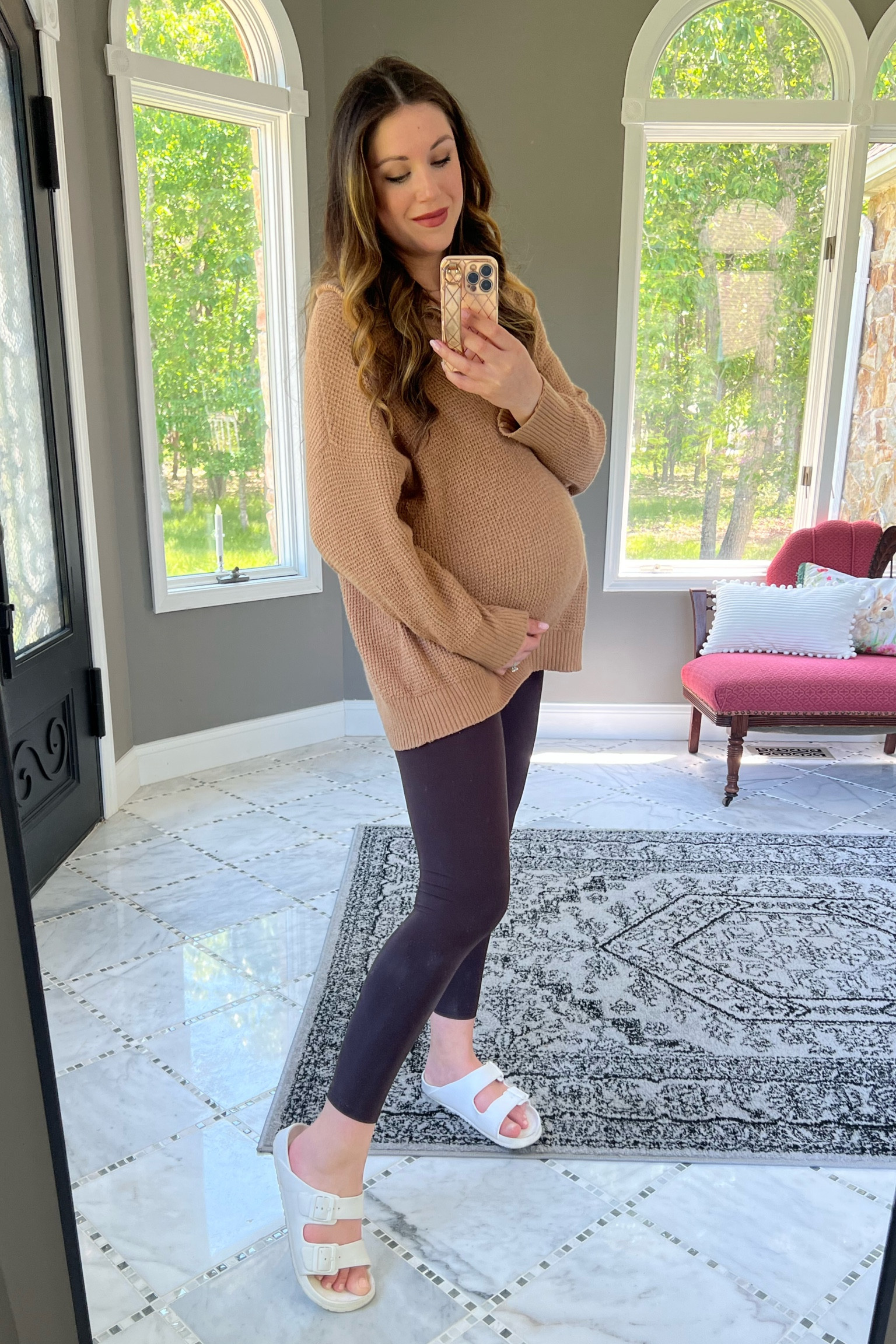 Officially the most pregnant I’ve ever been! 37 weeks! Aerie sweater, aerie sweatshirt, oversized sweater, everyday leggings, pregnancy friendly leggings, white beach sandals, casual sandals, everyday sandals, summer sandals, brown leggings, leggings under 20, best amazon leggings, everyday looks, ootd, pregnancy ootd, maternity outfits, maternity looks, pregnancy outfits, cute bump outfits 

#LTKstyletip #LTKbump #LTKunder50