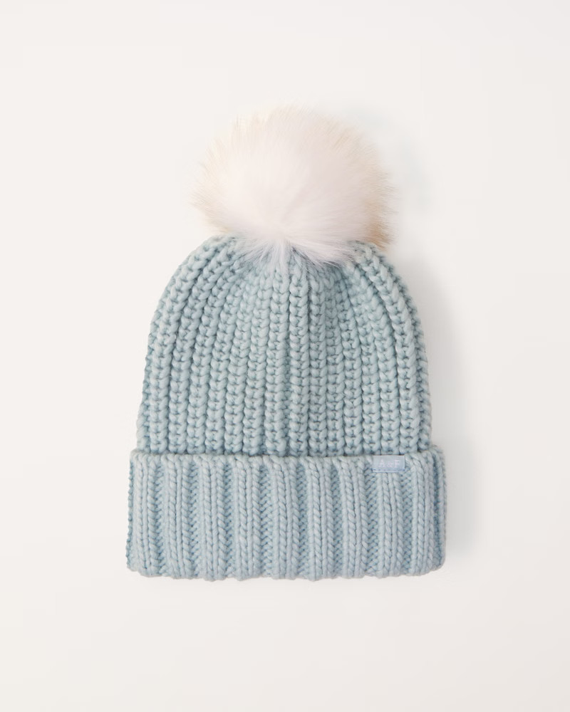 cable-knit pom beanie | Abercrombie & Fitch (US)