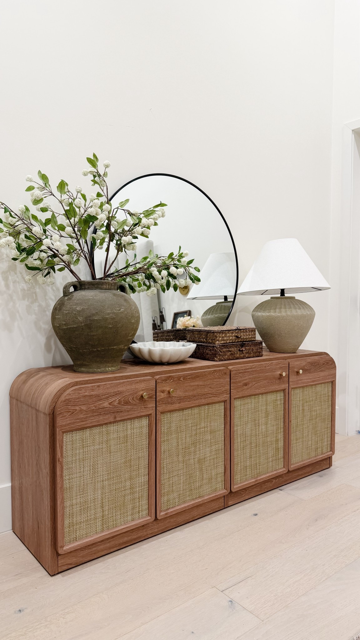 This console table! 😍 So in love with the shape and design. This is the natural color. It can be used as a console table, dining buffet entryway cabinet to hide shoes and a tv console. The possibilities are endless! Such great quality and price point and found it on @Wayfair #wayfair #wayfairpartner #ad @shop.ltk

#LTKHome #LTKSaleAlert